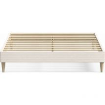 Lit adulte 180x200 cm en velours côtelé beige - Dina