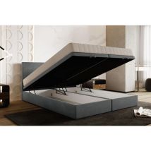 Lit adulte 180x200 cm siesta avec rangement et matelas ressorts ensachés en velours gris clair