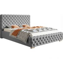 Emporius - Lit adulte 180x200 Adora - Lit double, Fabricant, Lit rembourré avec sommier à lattes, coffre de lit & tissu velours - Gris (Jasmine 90)