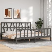 Jinlefu - Furniture Limited - Cadre de lit sans matelas gris 200x200 cm boi
