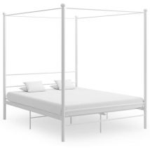 Maison Chic - Lit adulte à baldaquin Lit Grand Cadre de lit Blanc Métal 160x200 cm 61629