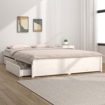 Maison Chic - Lit adulte Contemporain Cadre de lit avec tiroirs Blanc 160x200 cm 72083