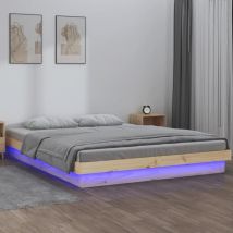 Maison Chic - Lit adulte Contemporain Cadre de lit à led 180x200 cm Super King Bois massif 51042