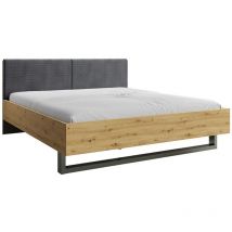 Cama de adulto diseño 180x200 - Colección izo. Color roble y gris antracita.