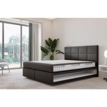 Lit adulte 180x200 cm mallorca - lit suspendu avec matelas ressorts ensachés et matelas bonnell - tissu velours – noir