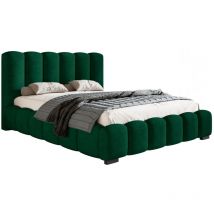 Lit adulte 140x200 Pearl avec sommier - lit double, sommier à lattes - tissu velours, mousse épaisse - Vert (Amor Velvet 4311)