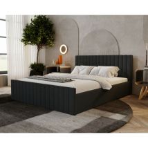 Lit double 160x200 Billo Slim Velvet, Lit avec Tiroir de Lit - Lit adulte Moderne - Noir (Amor Velvet 4322)