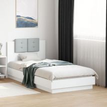Design In - Lit Adulte,Lit simple,Cadre de lit avec tête de lit blanc 75x190 cm bois d'ingénierie CFW312372 CFW206832