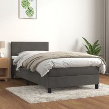 Lit Adulte,Sommier à lattes de lit et matelas Gris foncé 80x200 cm Velours CFW39176