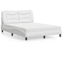 Lit avec matelas blanc 140x190 cm similicuir