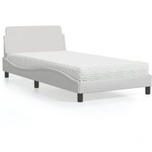 Lit avec matelas blanc 100x200 cm similicuir