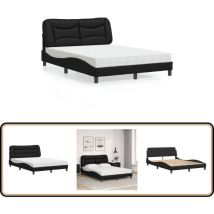 Lit avec matelas noir 140x190 cm similicuir - Lit Double - Lit Plateforme - Lit Design - Lit Moderne - Literie
