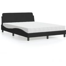 Lit avec matelas noir 140x200 cm velours