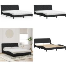Lit avec matelas noir 160x200 cm velours - Lit Double - Lit Matelassé - Lit Design - Lit Velours - Literie - Home & Living