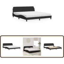 Lit avec matelas noir 180x200 cm velours - Lit Double - Lit Plateforme - Lit Design - Lit Velours - Literie