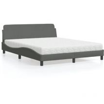 Lit avec matelas gris foncé 160x200 cm tissu vidaXL805324