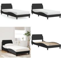 Lit avec matelas noir 80x200 cm velours - Lit Double - Lit Matelassé - Lit Design - Lit Velours - Literie - Home & Living