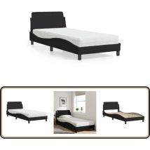 Lit avec matelas noir 90x190 cm tissu - Lit Double - Lit Plateforme - Lit Design - Lit Moderne - Literie