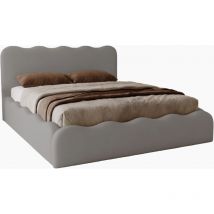 Emporius - Lit avec Rangement Wave, Lit double 160x200 cm, Lit coffre Gris (Elegance 19)