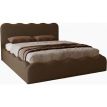 Emporius - Lit avec Rangement Wave, Lit double 160x200 cm, Lit coffre Brun foncé (Elegance 6)