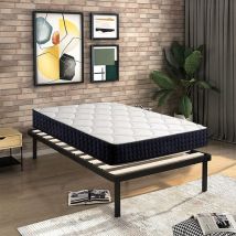 Lit 90x190 - Ensemble sommier et matelas - Matelas 90x190x17 Mémoire de Forme - Sommier 90x190 avec Pieds (Deux colis)
