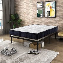 Lit 160x200 - Ensemble sommier et matelas 160x200 - Matelas 160x200x27 Mémoire de Forme - Sommier 160x200 avec Pieds (Deux colis)