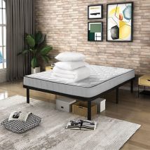 Lit 140x190 - Ensemble sommier et matelas 140x190 et Couette et 2 Oreillers - Matelas 140x190x15+Sommier avec pieds+Couette 200x240+2 Oreillers 60x60