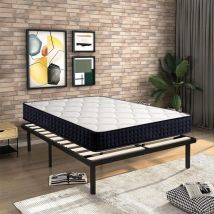 Lit 140x200 - Ensemble Sommier Et Matelas - Matelas 140x200x25 Mémoire De Forme - Sommier 140x200 Avec Pieds (deux Colis)