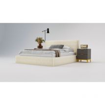 Lit avec rangement 180x200 Sofia - Lit double, Tissu bouclé - Beige (Anthology 1)