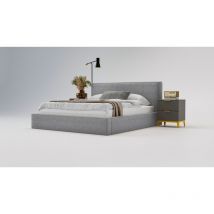 Lit avec rangement 140x200 Sofia - Lit double, Tissu bouclé - Gris (Anthology 17)