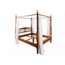 Lit à baldaquin 200x200 Acacia laqué Miel oxford 0247 - brun