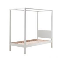 Lit à baldaquin 90x200 Sommier Inclus Vipack Pino - Blanc