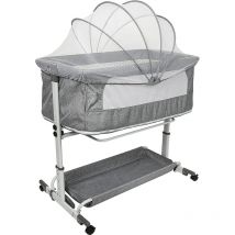 Lit bébé pliant 2 en 1 – berceau, lit pliant et parc bébé – gris