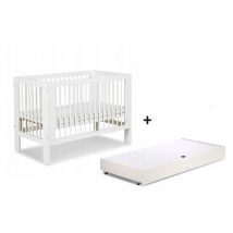 Lit bébé 120x60cm avec tiroir couleur Blanc OLIVE Lit à barreaux amovible