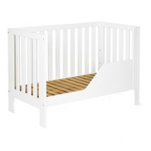 Lit bébé 120x60cm Blanc AMELIE barreaux amovible et barrière de sécurité inclus