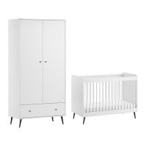 Lit bébé 60x120 et armoire 2 portes VOX Blanca Blanc