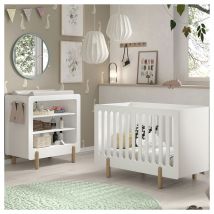 Lit bébé 60x120 et table à langer Vipack Smile Blanc