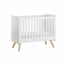 Lit bébé 60x120 sommier inclus Vox Vintage Blanc et Bois