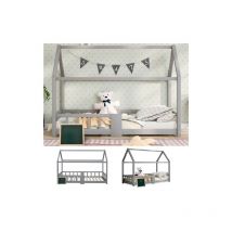 Zxpasra - aiducho Lit bébé 90 x 200 cm, lit en bois pour enfants, incl. Châssis à lattes à craies protection contre les chutes en bois de pin, pour