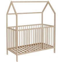 Lit bébé cabane évolutif en bois massif naturel 60x120