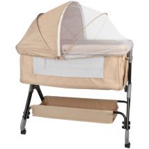 Lit Bébé Cododo Lit Parapluie Berceau Maille Respirante hauteur réglable cremefarben
