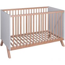 Lit bébé en bois massif blanc et naturel style scandinave 60x120