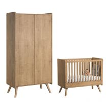 Lit bébé et armoire 2 portes VOX Vintage Bois