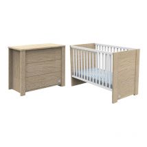 Sauthon - Lit bébé et commode 3 tiroirs Antonin Bois