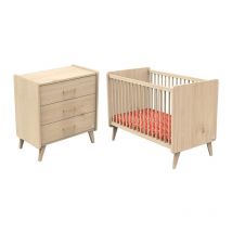 Sauthon - Lit bébé et commode 3 tiroirs Arty Bois