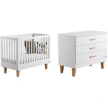 VOX - Lit bébé et Commode à langer Lounge Blanc