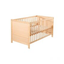 Lit Bébé Évolutif 70x140 - ROBA - Réglable en Hauteur - 3 Barreaux Amovibles - Coins de Transformation Inclus - Bois Naturel