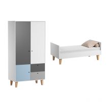 Lit bébé évolutif et Armoire VOX Concept Bleu