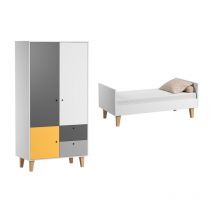 Lit bébé évolutif et Armoire VOX Concept Jaune