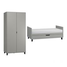 Lit bébé évolutif et Armoire VOX Simple Gris